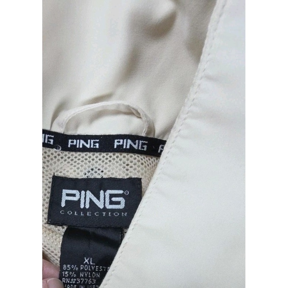 Ping Collection Jacket Mens XL BEIGE Quarter Zip Golf Windbreaker Pullover LOGO - Picture 2 of 10